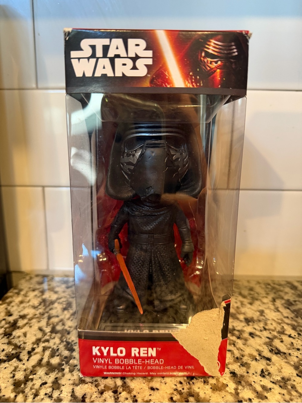Star Wars Kylo Ren Bobble-Head Figure – Black with Orange Lightsaber